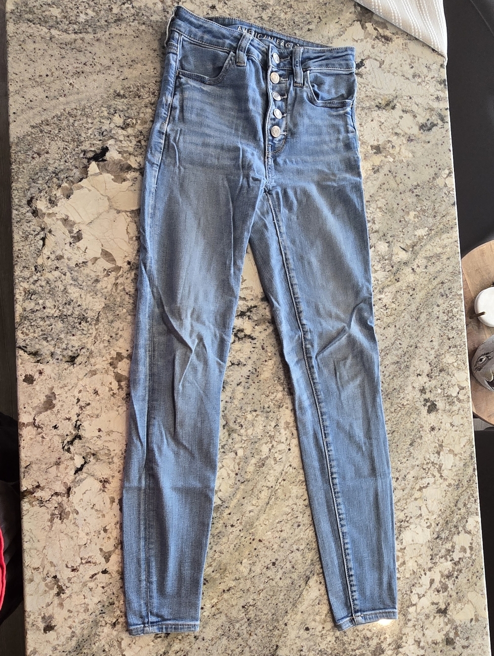 American Eagle Outfitters Light Wash High-Rise Button-Fly Skinny Jeans